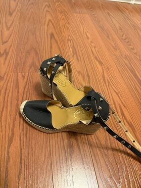 NEVER WORN Browns Black Studded Wedge Espadrille Sandals